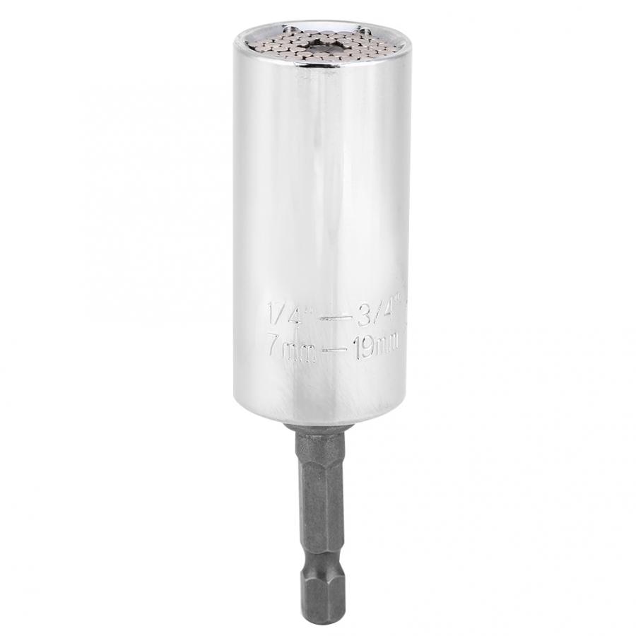 1/4in-3/4in Universal Torque Wrench Head Set 7-19mm Universal Socket Sleeve & 3/8in Power Drill Adapter