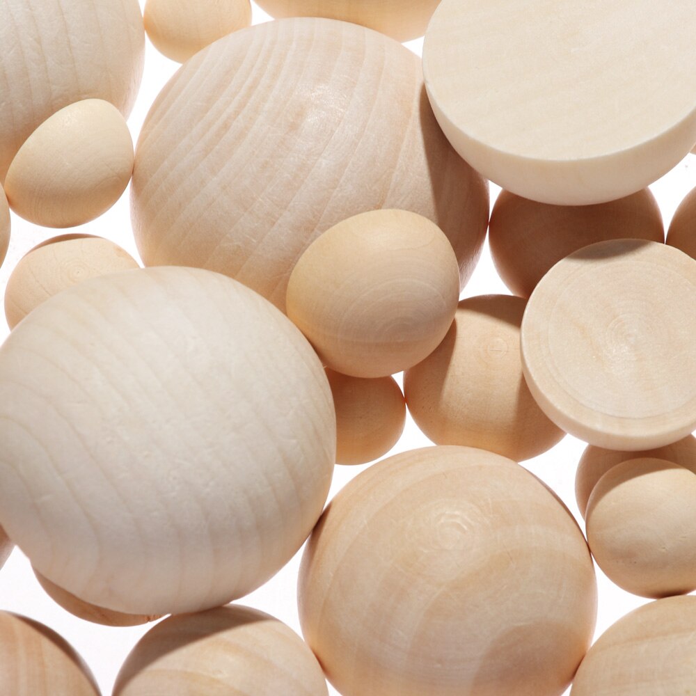 5/10 Pcs Eco-Friendly Natural Half Wooden Beads Wood Half-faced Split Round Balls for Home DIY Crafts Making Unfinished Supplies