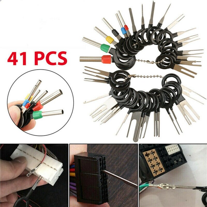41Pcs Car Terminal Removal Tool Wire Plug Connector Extractor Puller Release Pin Extractor Kit For Car Plug Repair Tool