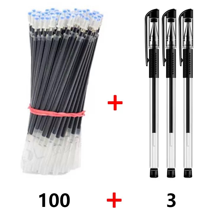 100 units / batch 0.5mm blue gel pens, gel pens and rechargeable stationery, office and school supplies, pencil boxes: Black 103 piece set
