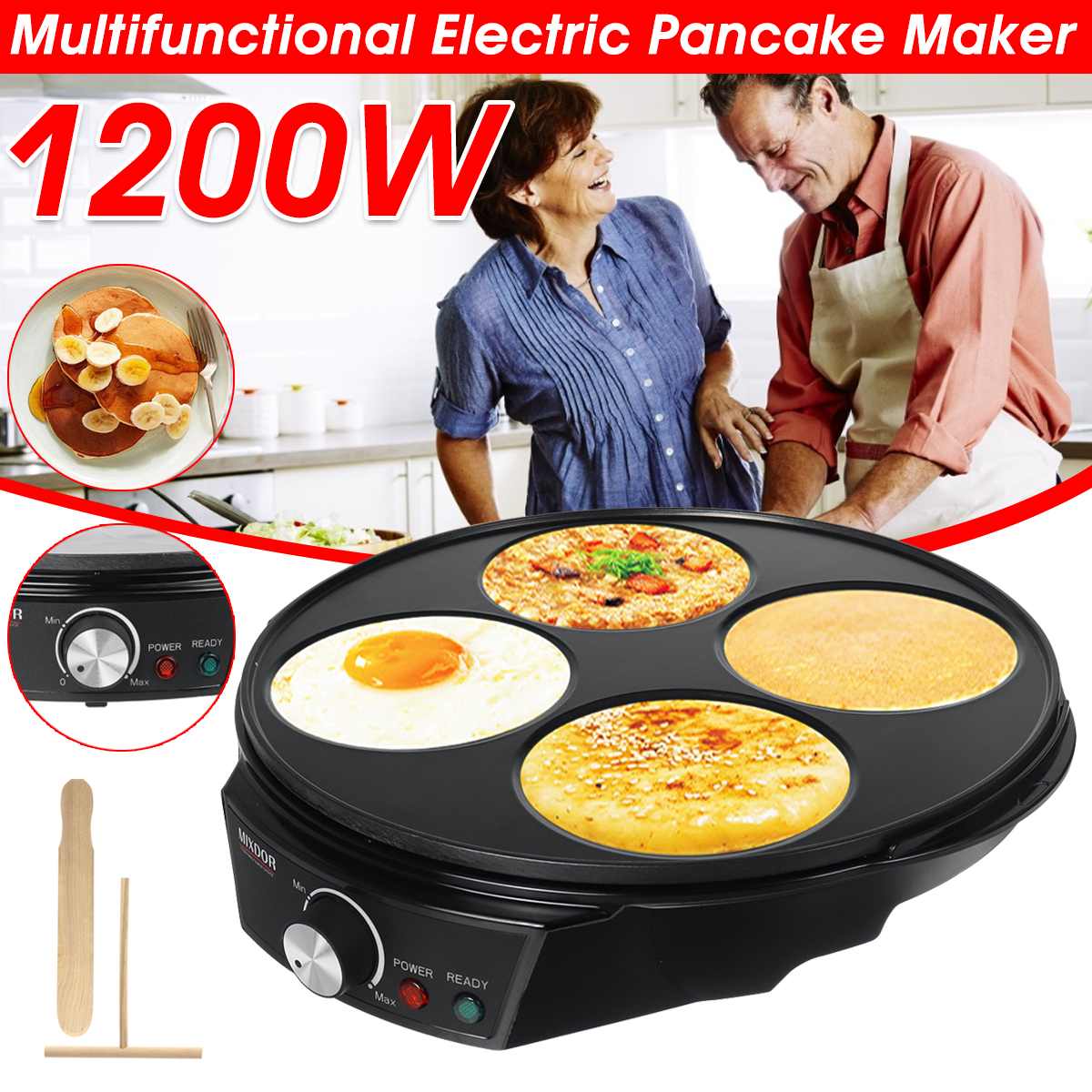 Multifunction Electric Pancakes Machine Pancake Pan Electric Skillets Egg Ham Pans Frying Pot Breakfast Maker Pan Kitchen Cooker