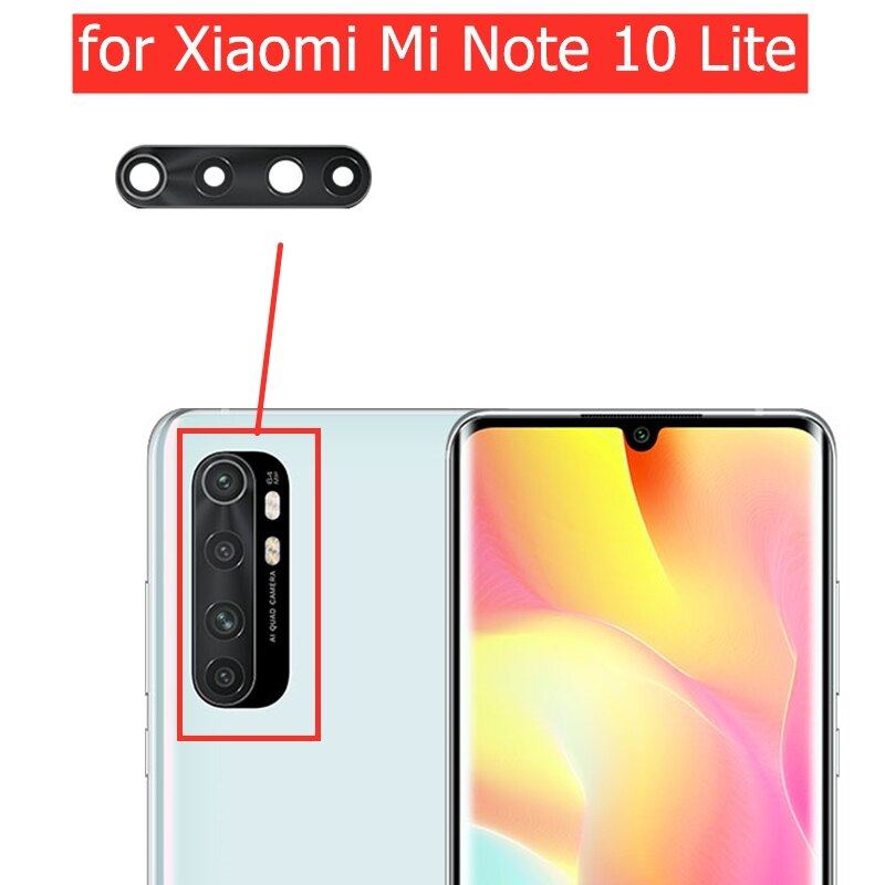 2Pcs Voor Xiaomi Mi Note 10 Lite Back Camera Glas Lens Achteruitrijcamera Glas Met 3M Lijm Reparatie onderdeel