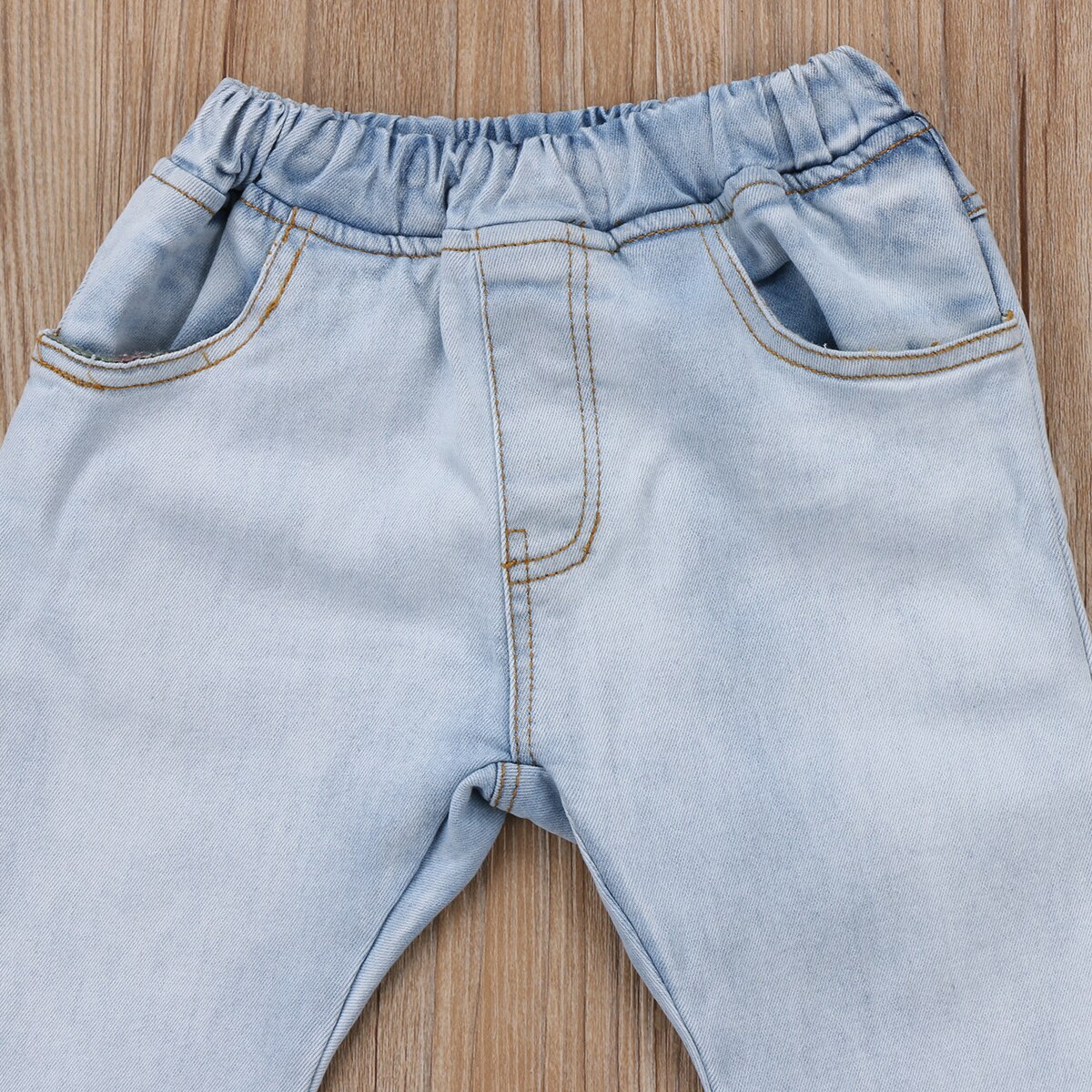 Småbørn børn baby pige bell jeans underdele bukser denim boot cut brede ben jeans bukser piger