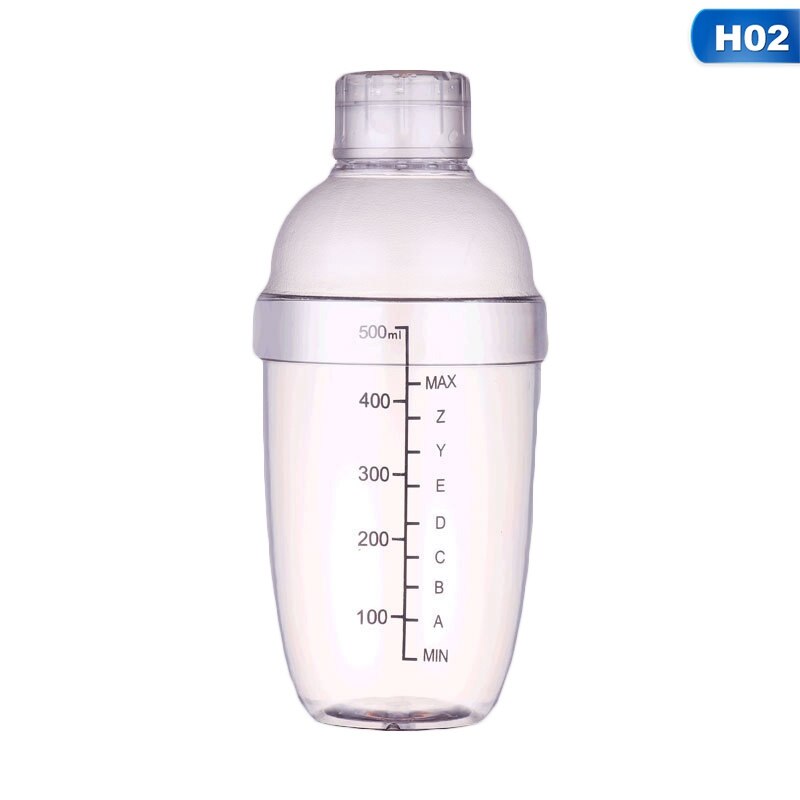 1PCS 300/500/700/1000ML Cocktail Shaker Home Bar Utensils Plastic Shaker Cup Wine Drink Mixer Shake Bottle: H02