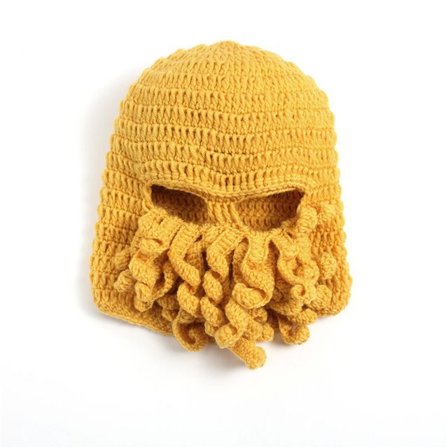 Nyhet rolig fest bläckfisk skäggmössa unisex djur cthulu virkad tentakel stickad vindmask skidkeps halloween hattar: 3