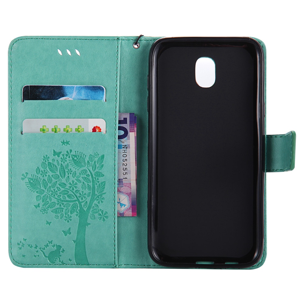 Cover Phone Case For Samsung Galaxy J5 j530 j530F EU 5.2" Flip PU Leather Shell Embossing Tree Cat Book Style Holster Bag