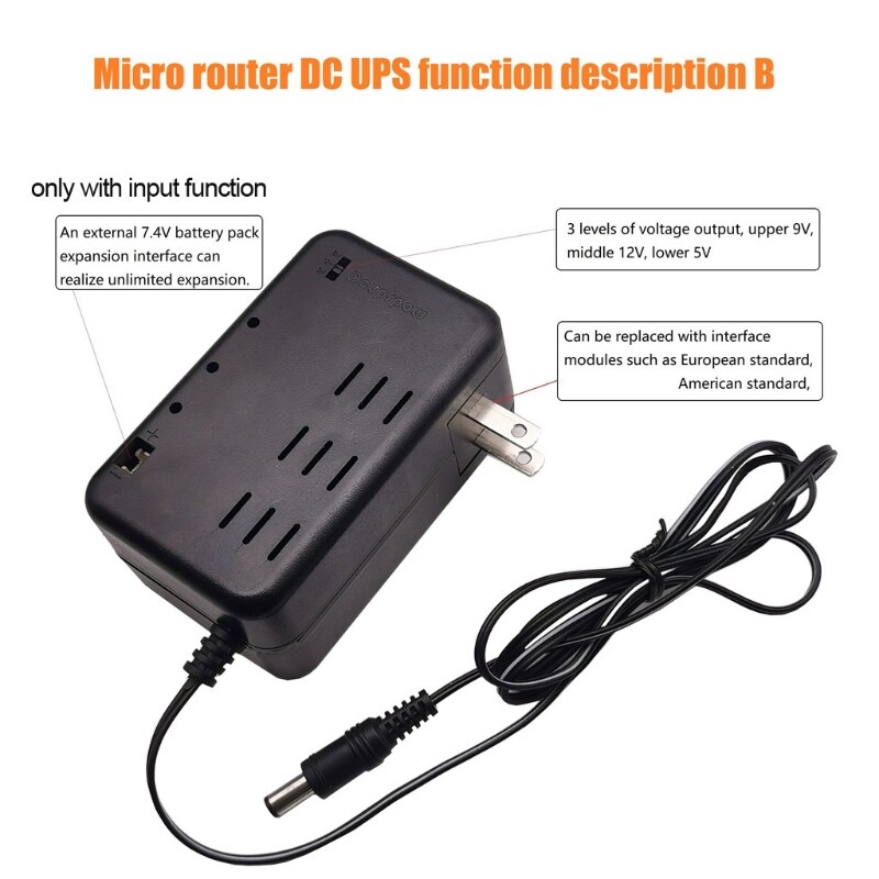 Rechargeable 5000mAh 5V 9V 12V DC Output UPS Battery Pack for WiFi Router LED R9UA