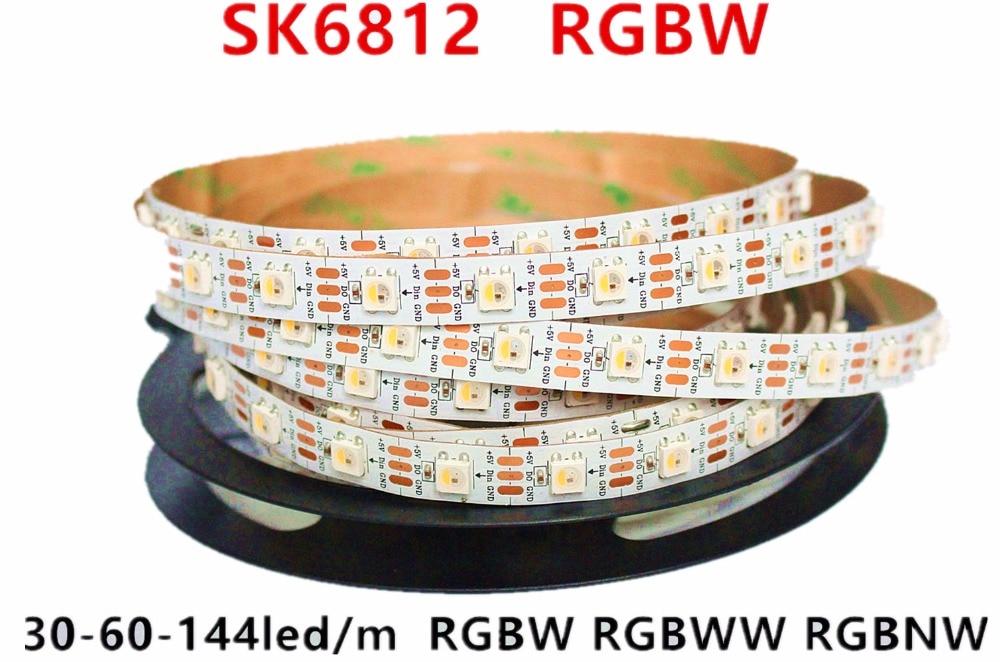 SK6812 RGBW (Similar Ws2812b) 4 en 1 1m/4m/5m 30/60/144 Leds/Pixels/M Tira direccionable Individual WW NW IP30/65/67 DC5V