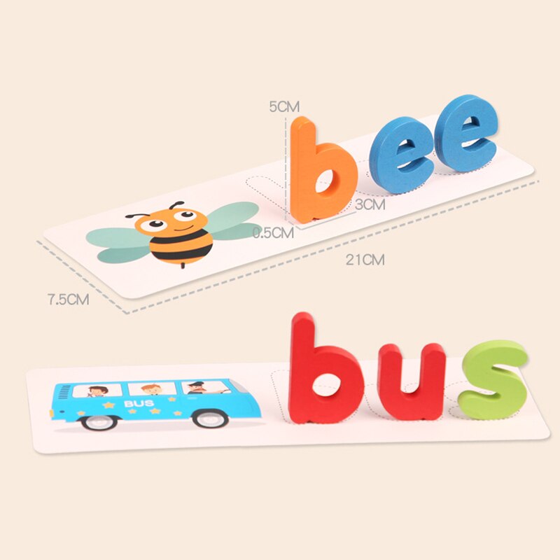 Kids Houten Alfabet Brief Leren Kaarten Set Woord Spelling Praktijk Spel Speelgoed Engels Letters Spelling Kaart Woord Speelgoed