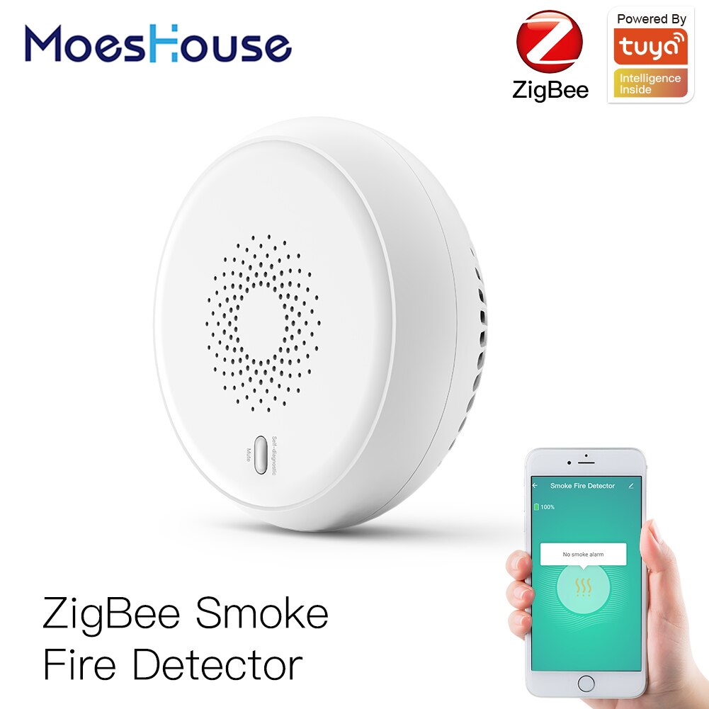 Zigbee Smart Smoke Fire Alarm Sensor Detector Home Security System Battery-powered Alarm Wireless Smart Life Tuya App Control