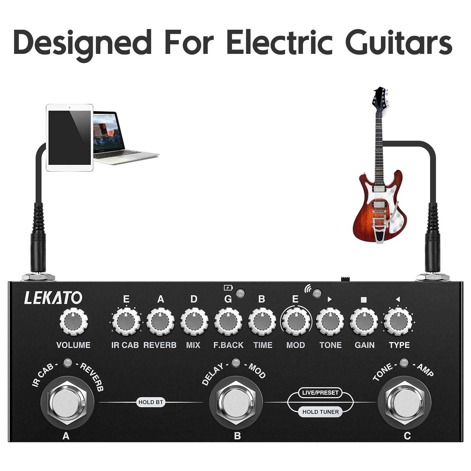 CUBE BABY-Pedal de múltiples efectos retardante, procesador de 8 armarios IR, simulación de Coro, efecto de guitarra, pedalaser, reverberación Vibrato