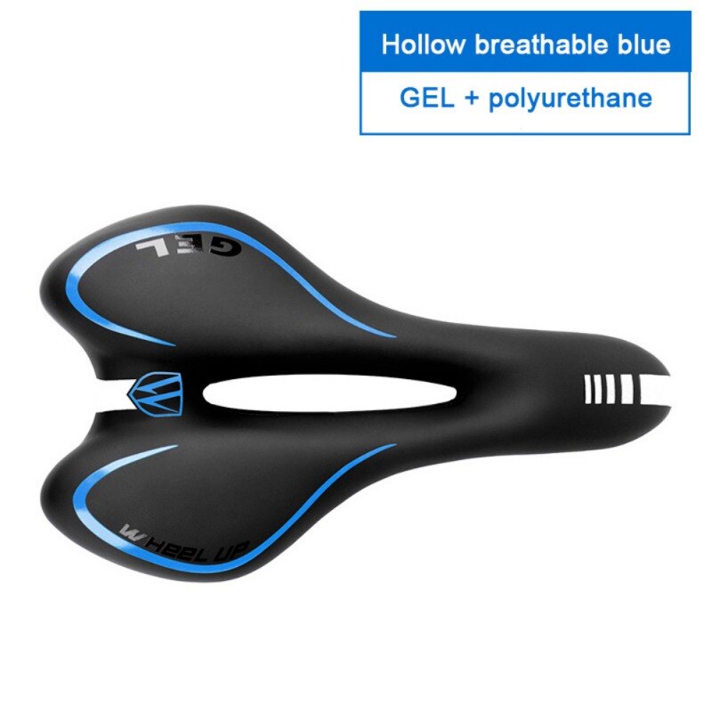 Asiento cómodo asiento para bicicleta de Gel con espuma de memoria a prueba de golpes cómodo Gel suave impermeable PU: Azul