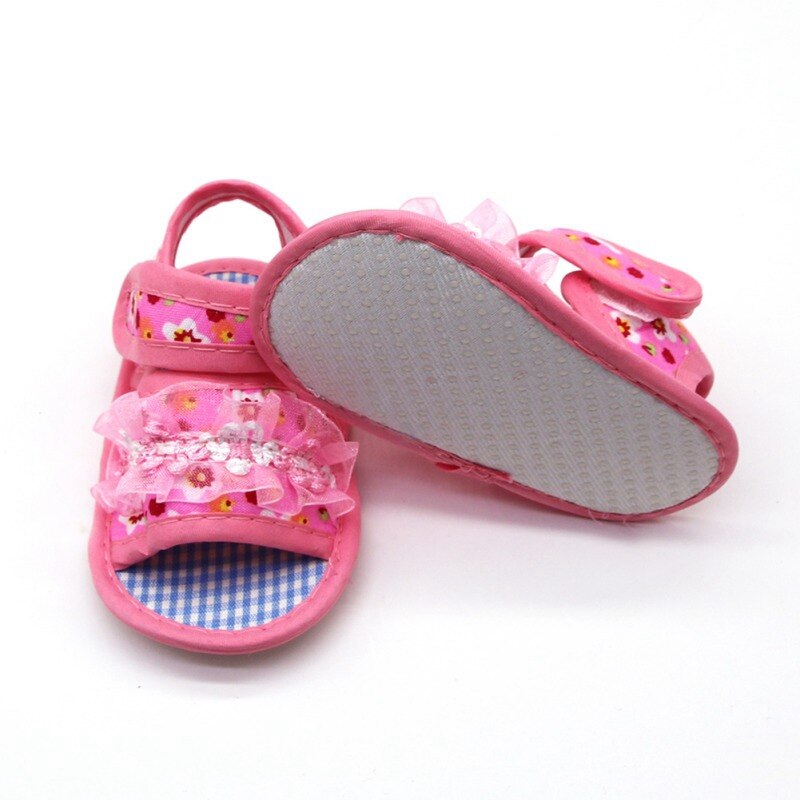 Blommor sandaler för baby flickor skor sommar nyfödd tyg bomull småbarn sandaler prinsessskor