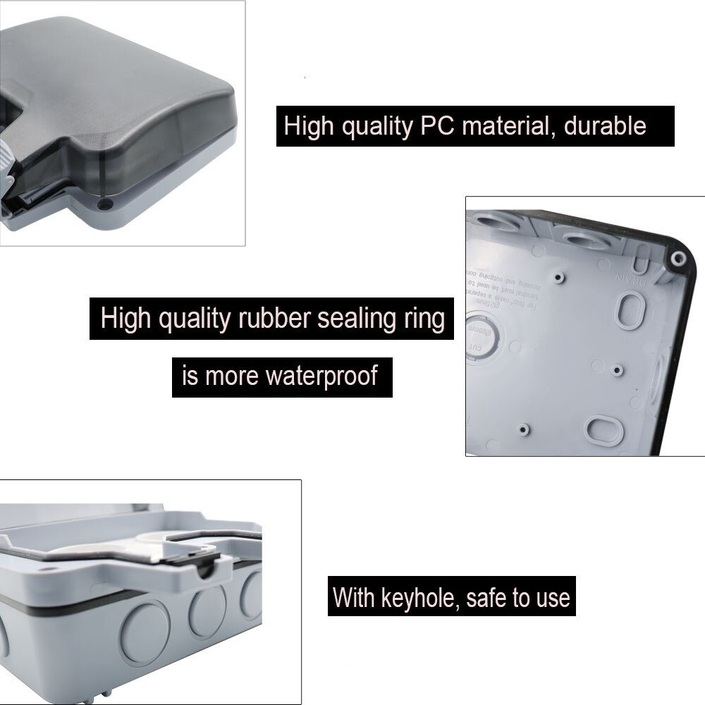 German DE EU Standard IP66 16A AC250V Weatherproof Waterproof Outdoor Wall Power Socket Box Electrical Outlet for Charging Pile