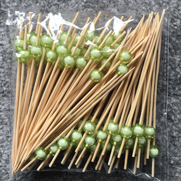 XUNZHE 12Cm Disposable bamboo / color acrylic Cocktail Drink Stirring Sticks Food Dessert Picks Fruit Fork postre accessories: 12