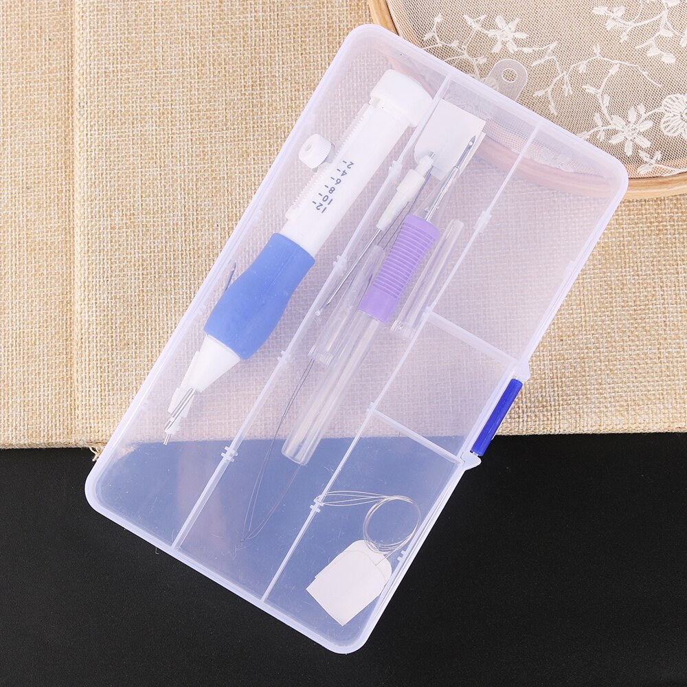 9x Embroidery Punch Needle Kit Stitching Tool Set Magic Embroidery Needle Pen Weaving Tool Knitting Sewing Tools for DIY Sewing