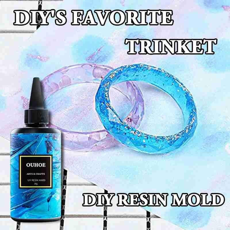 Diy resina molde cura cola de plástico duro ultravioleta fazendo cura resina tecido cola uv artesanato jóias resina f7a6