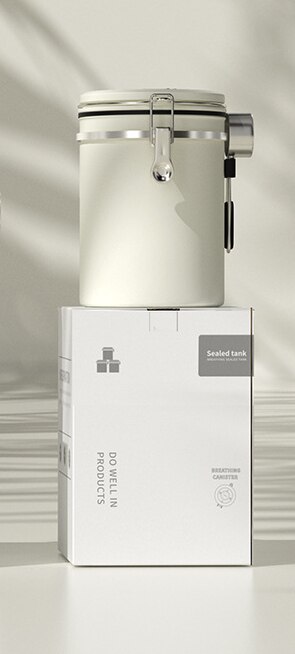 Stainless Steel Jars Airtight Coffee Storage Container Canister Set Canister with Scoop for Coffee Beans Tea Keep Beans Fresh: Off-White-1.8L