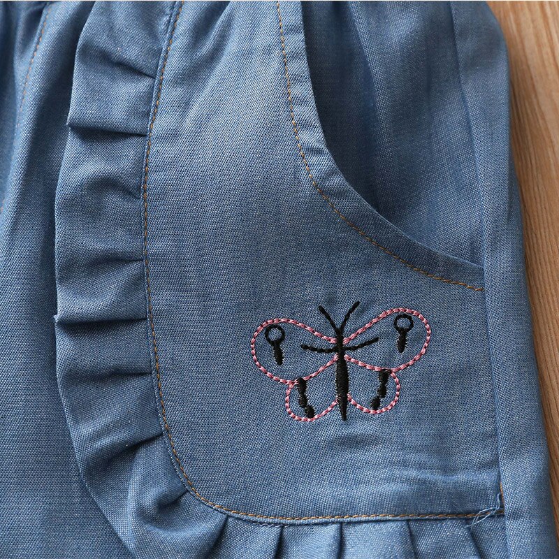 Casual Lente Herfst 2-8 10 Jaar Kinderen Pocket Elastische Cartoon Lantaarn Katoen Borduurwerk Denim Jeans Voor Kinderen baby Meisjes