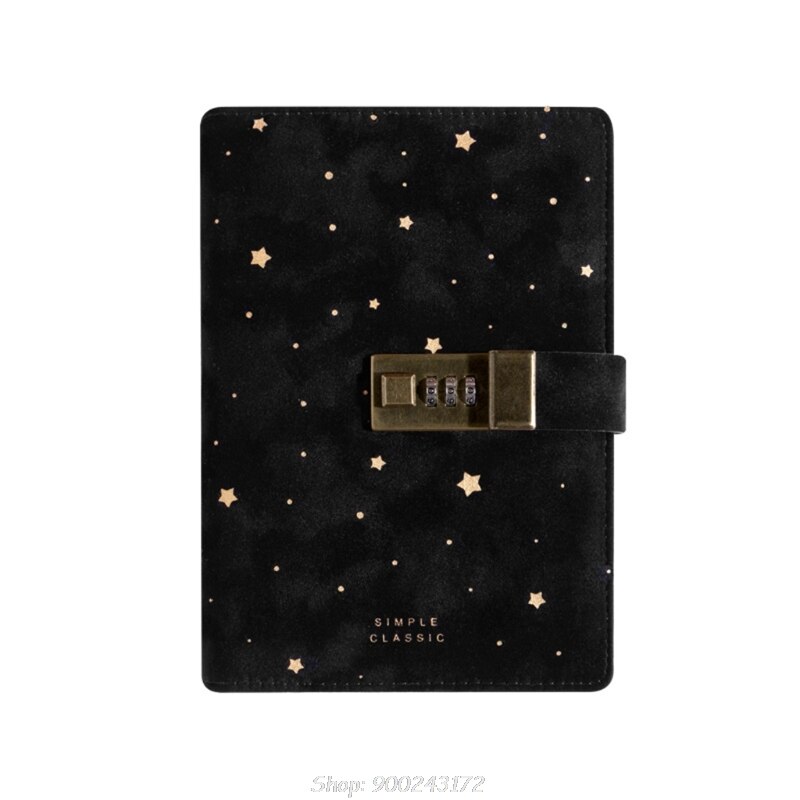 B6 Suede Travel Notebook with Combination Lock Password Star Agenda Diary Journal Notepad Stationery N02 20: Burgundy