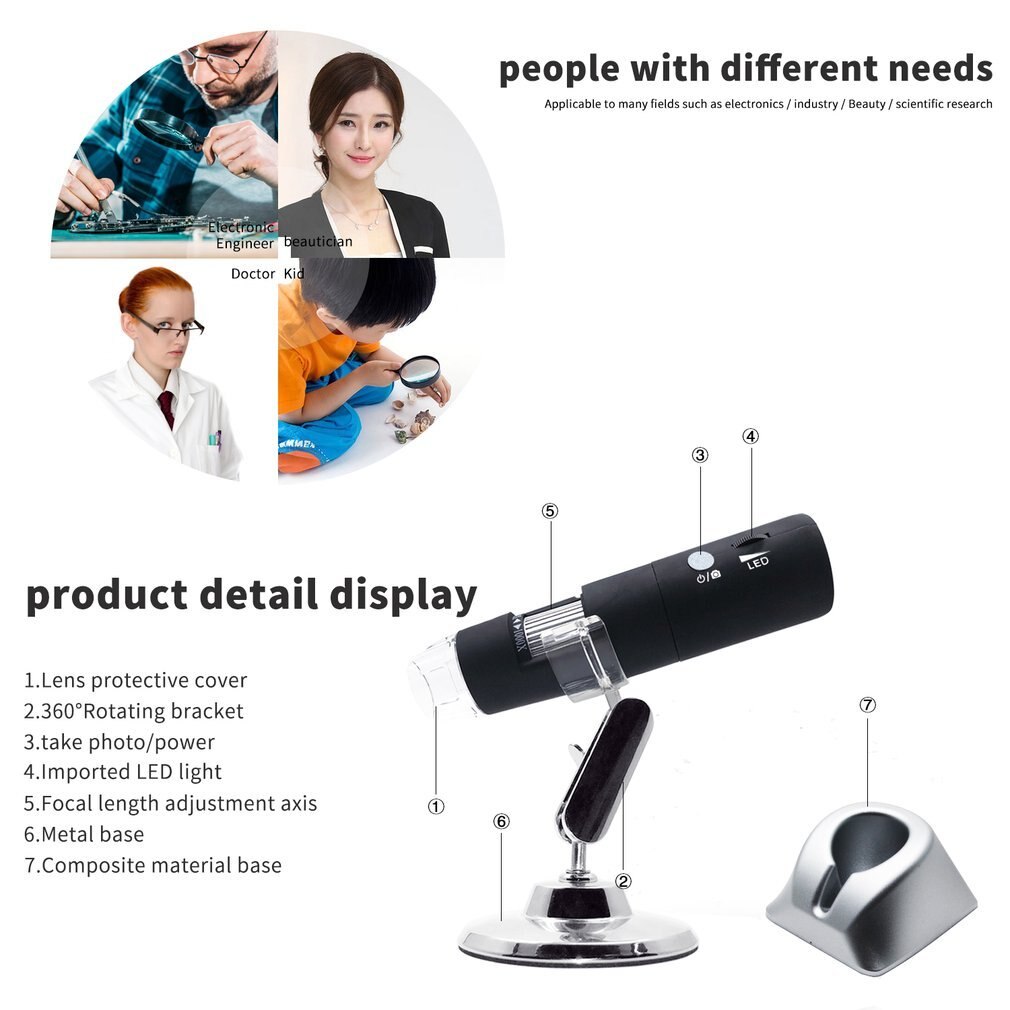 Microsc Mini Portable 2MP HD Wireless WIFI Digital Microsc... – Grandado