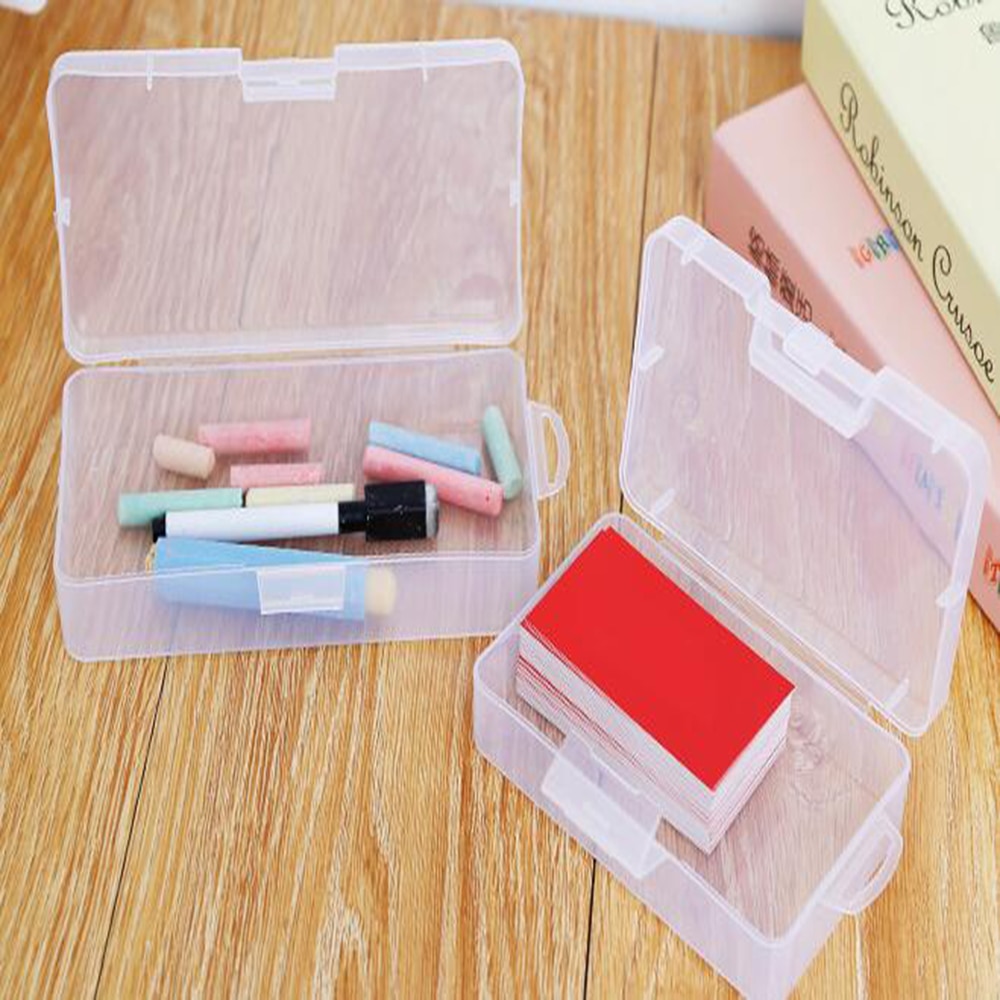 Multifunctional Storage Box Transparent Rectangular Plastic Lock Buckle Empty Pencil Organizer Stationary Pen Box