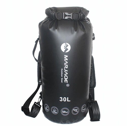Marjaqe 30l muitifunktionel holdbar ultralet rafting camping vandring svømning vandtæt taske tør taske udendørs rejsesæt: Sort 30l