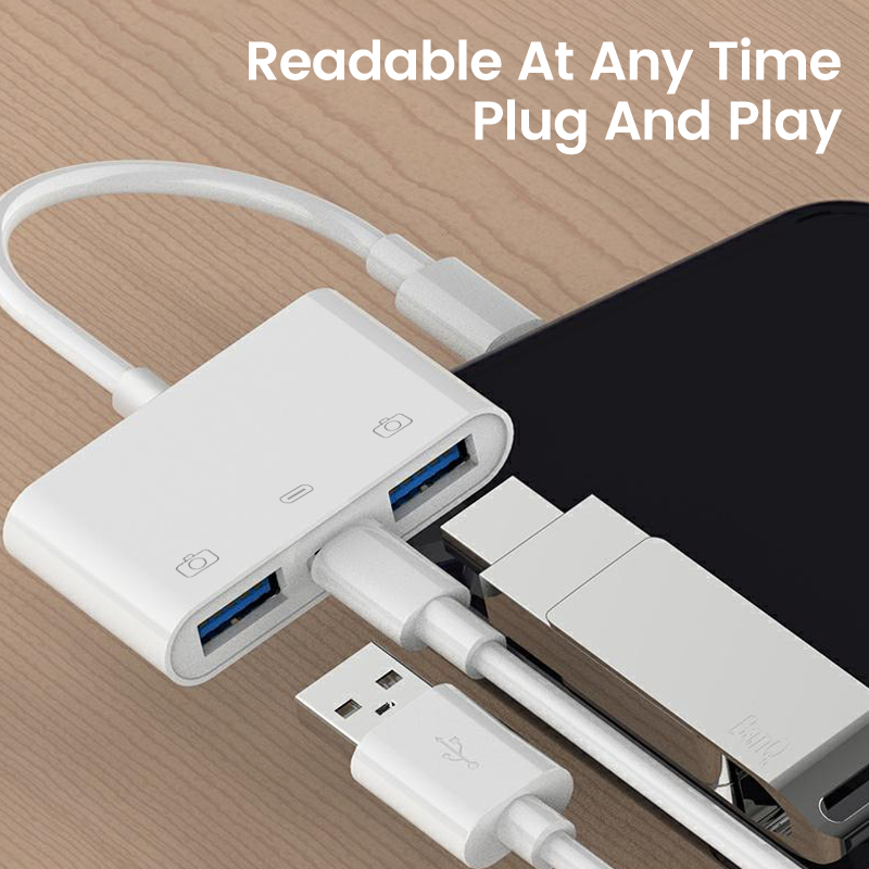 Elough OTG Adapter do iPhone 15 Lightning Male do USB 3.0 Adapter do szybkiego ładowania danych Adapter USB do iPada