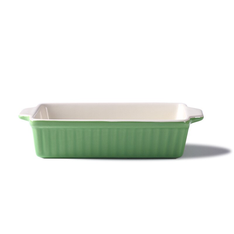 Novelty Ceramic Baking Bowl with Handle Salad Tray Barbecue Cheese Baked Rice Pie Baking Pans Round Rectangular Bakewares