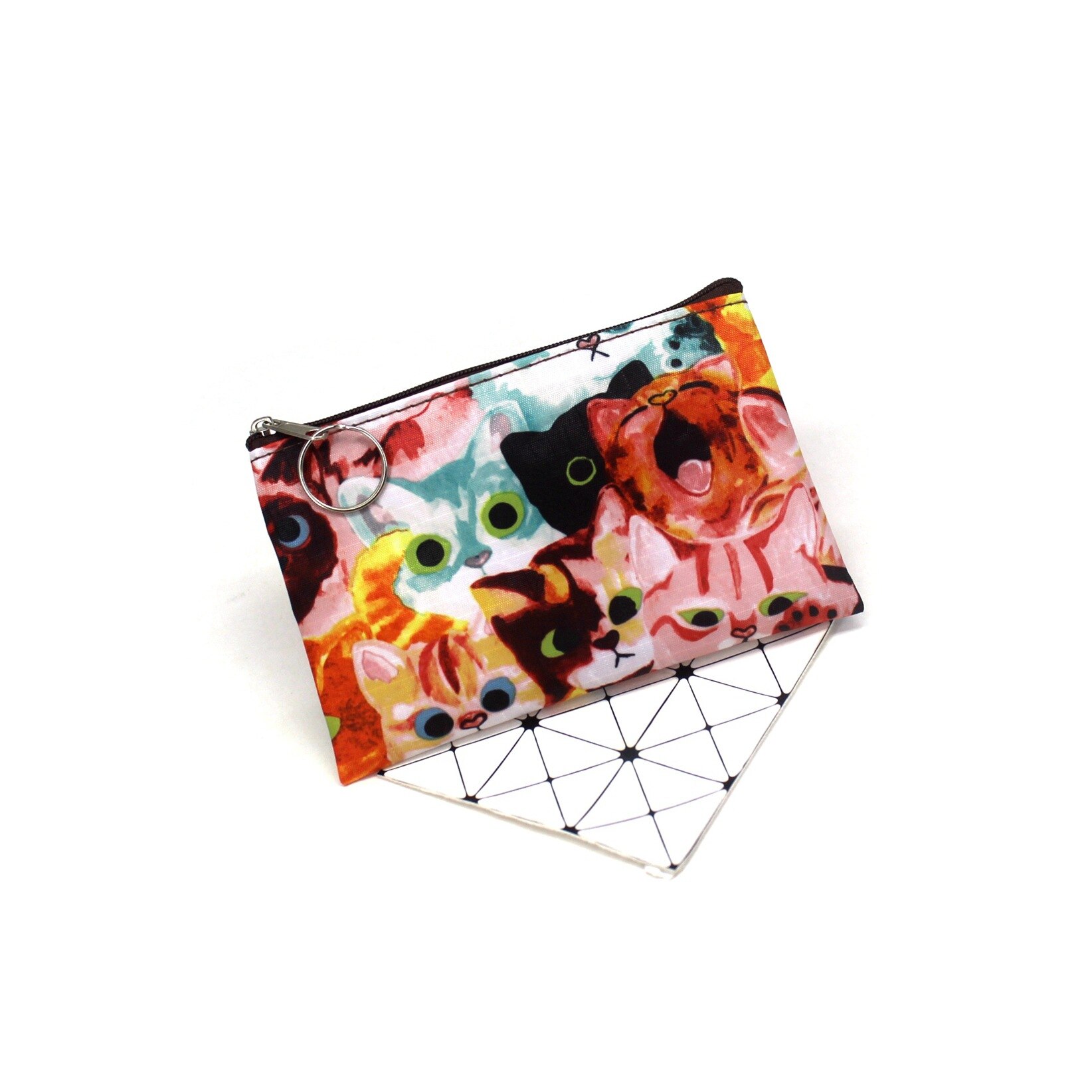 Monedero con estampado de gato para niñas pequeñas, monederos Vintage para mujer, billeteras cero, bolso de mano, monedero para mujer: Red