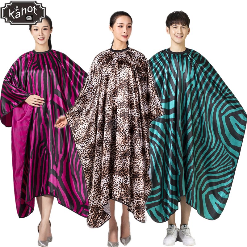 Salon Hairdressing Cape Satin Zebra Leopard Print Hairdresser Haircut Waterproof Cape Barber Styling Cape Apron