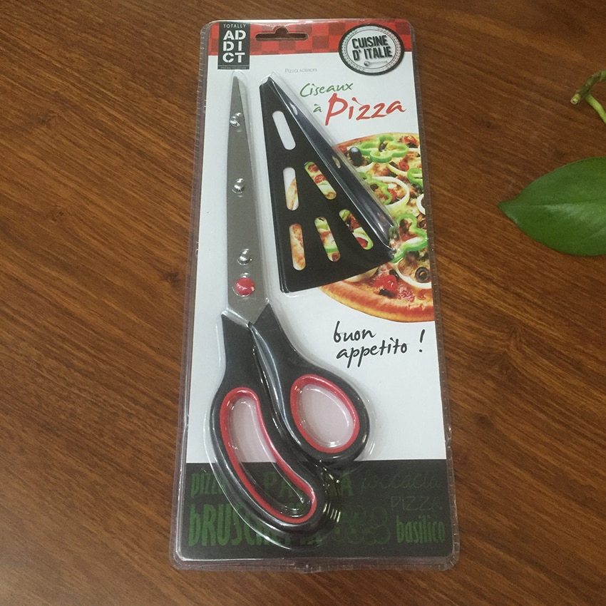 Pizzasaks kutter rustfrit stål skarp pizzasaks med aftagelig spatel multifunktionel køkken saks