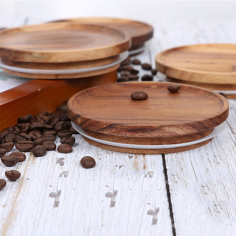 Transparent Heat-resistant Glass Bottle Sealed Jar High-grade Acacia Clear Container with Wooden Lid Kitchen Food Storage Tank