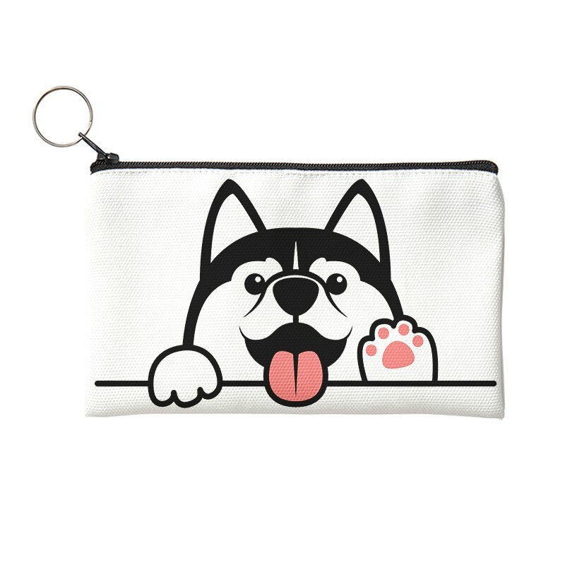 Nuovo portamonete Unisex semplice con stampa solida e simpatico cane con cerniera Lady Girls portafoglio portatile borsa piccola in tela per regali da ragazza: Style1