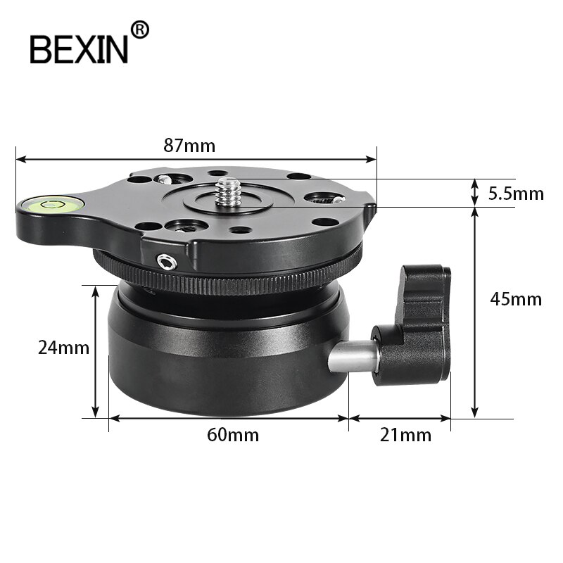 Bexin Panning Leveling Base Statiefkop Camera Stand Aanpassen Hoofd Met Met Bubble Level Voor Dslr Camear Statief