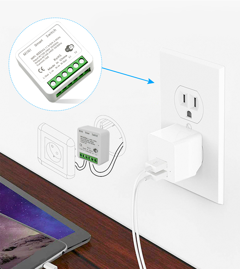 16A Tuya Ewelink Zigbee WIFI Mini Clever Lichtschalter DIY 2-Wege-Fernbedienungsschalter mit Alexa Alice Google Heimat Clever Leben
