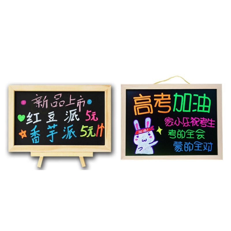 Enkelzijdig Mini Houten Statief Schoolbord Whiteboard Message Sign Note Marker Schoolbord