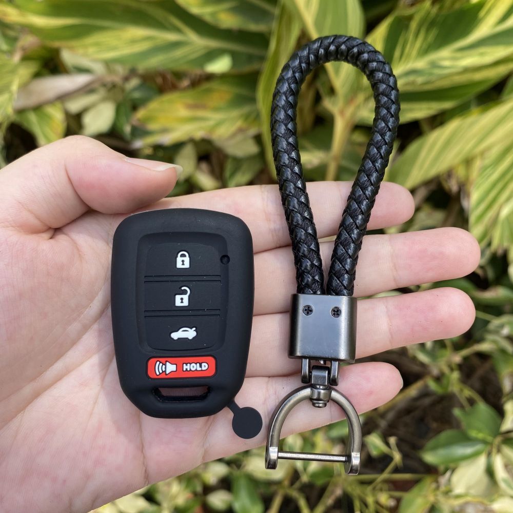 For Honda Accord CIVIC CRV Jazz HR-V HRV 4 Button Silicone Car Key Case Set Protctor Skin Shell Rubber Holder Keychain: army green