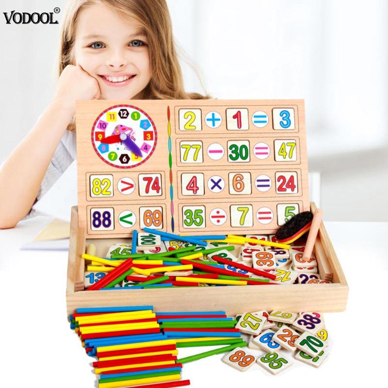 Børn matematik undervisningskasse sæt børn træ nummer tæller matematik legetøj baby matematik klistermærke beregne spil legetøj uddannelse blok
