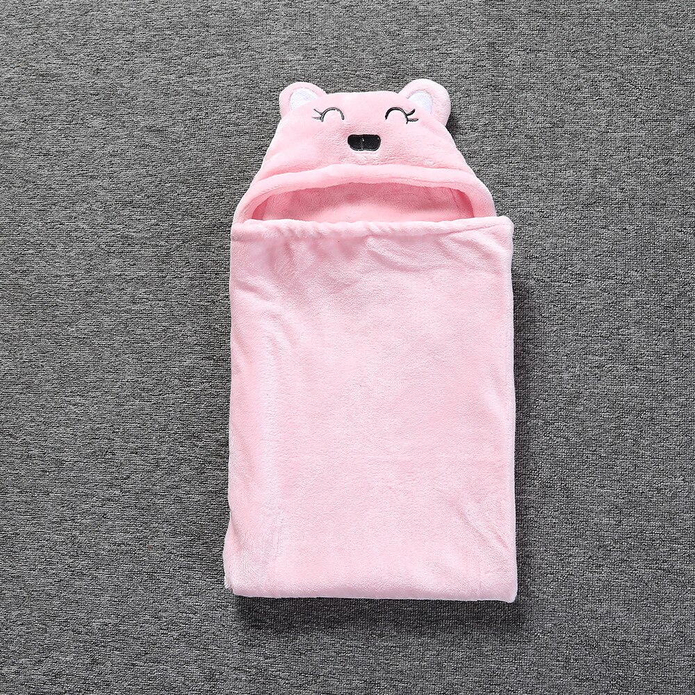 Outono e inverno saco de dormir modelos urso bebê coral velo colcha swaddling bebê quente saco de dormir do bebê meninos e meninas roupas: Pink / 3M