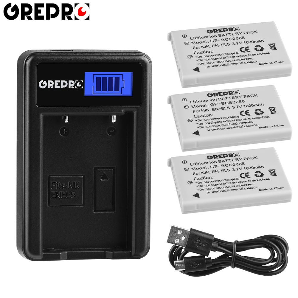 1600mAh EN-EL5 es EL5 batería para cámara Digital + cargador USB para Nikon Coolpix P4 P80 P90 P100 P500 P510 P520 P530 P5000 P5100 L50