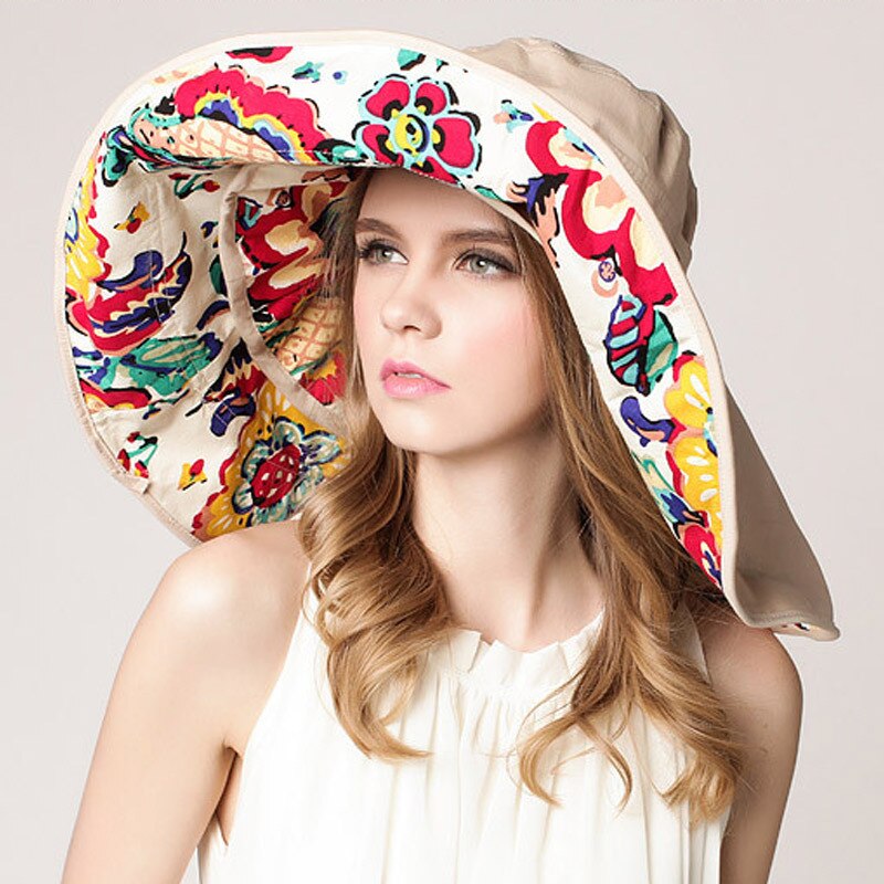 Seaside Sun Visor Hat Female Summer Sun Hats For Women large Brimmed Sun Hat Folding Beach Girls Caps