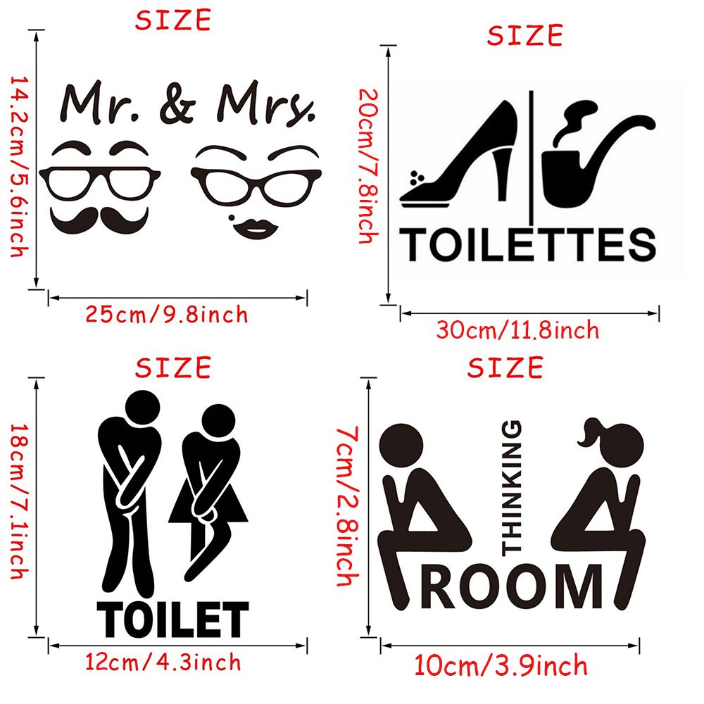 Waterproof Wall Art Mr. &amp; Mrs. Decals Public WC Sign Toilet Stickers Removable Poster Funny Pattern Bathroom Door Ornament