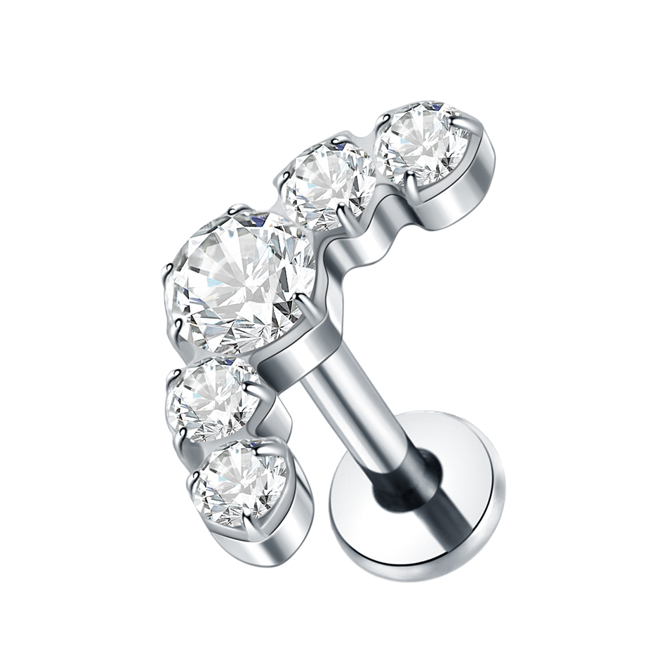 1 pieza de Piercings de titanio para las orejas, Cráneo, murciélago, mariquita, pendiente con forma de corazón, Labret, labio, cartílago, Tragus, hélice, joyería para el cuerpo: Chapado en platino