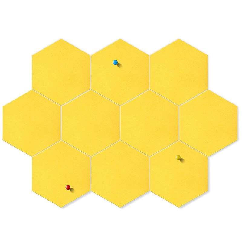 10 Packs Pin Board Hexagon Felt Board Tiles Bulletin Board Memo Board with 10 Pieces Push Pins, Decoration for Wall CNIM: Default Title