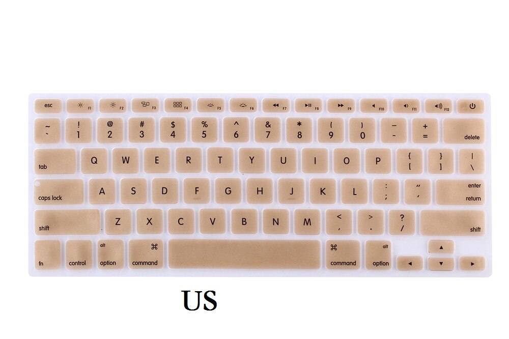 Ue usa angielska klawiatura skóra dla Macbook Pro 13 15 CD ROM A1278 A1286 klawiatura pokrywa szczupła wodoodporna folia ochronna skóry: US-Gold