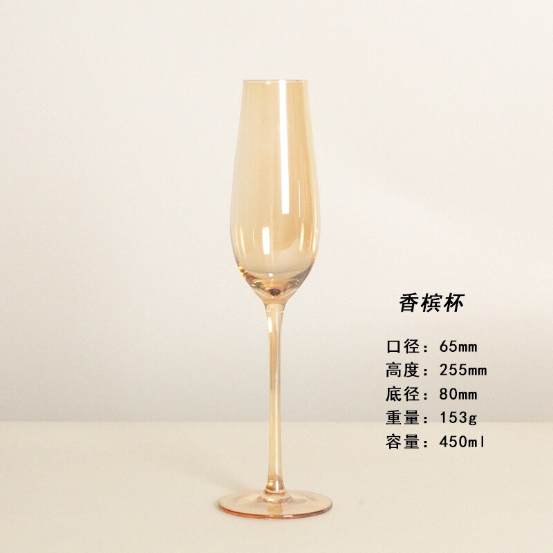 Ljus lyx guld vinglas dekoration bärnsten kristall champagneglas u-formad karaff cocktailglas dekorationsglas: Champagneglas