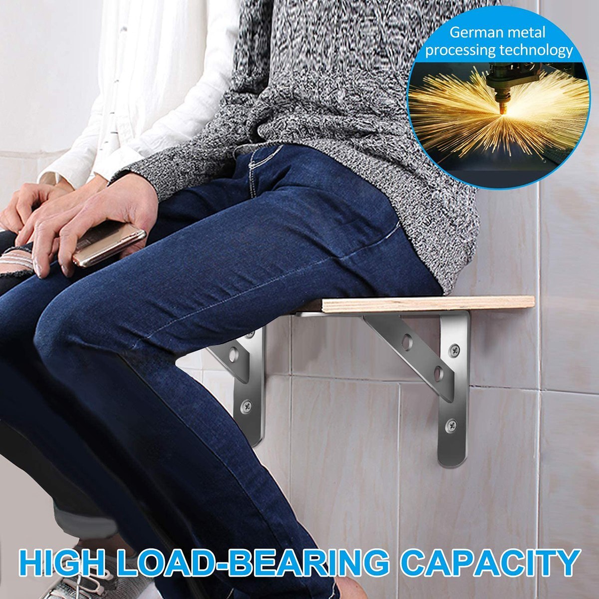 2 Stuks Wandmontage Plank Beugel 90 Graden Zware L Plank Beugels Rvs Ondersteuning Joint(155X250mm)