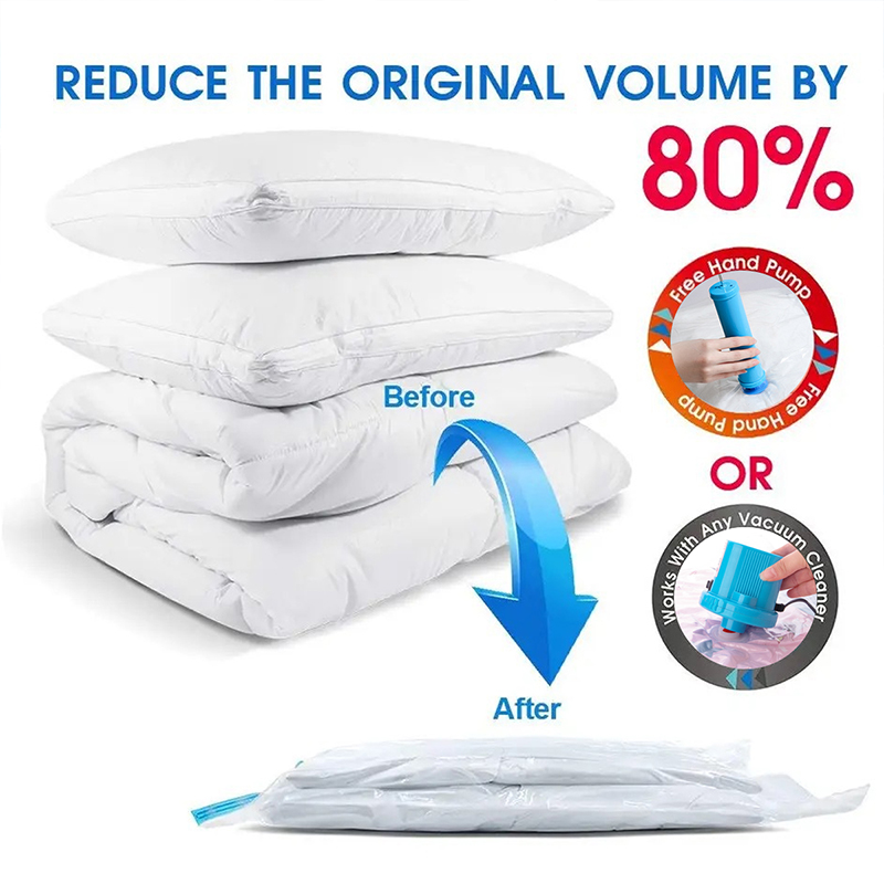 3PCS Vacuum Storage Bags Compression Pack Vacuum Bag for Down Storing Clothes Bedding Blanket Space Save Travel BagOrganizer