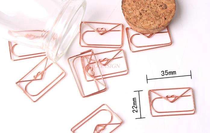 10pcs Rose Gold Paperclip Envelope Paper Clip Paper Clip